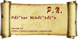 Péter Nikétás névjegykártya